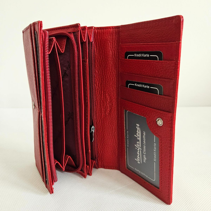 Červená dámska kožená peňaženka JENNY