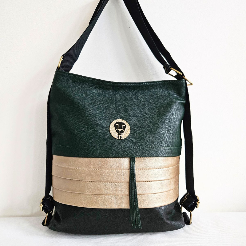 Dámska tmavozelená kabelka 2v1 ADRIA