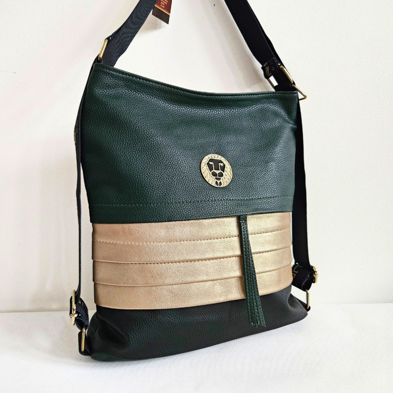 Dámska tmavozelená kabelka 2v1 ADRIA