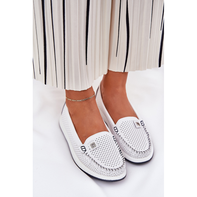 Dámske kožené mokasíny biele Zaria