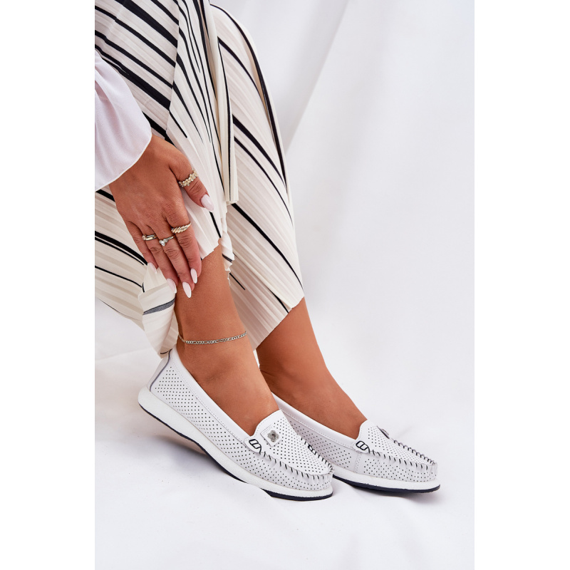 Dámske kožené mokasíny biele Zaria