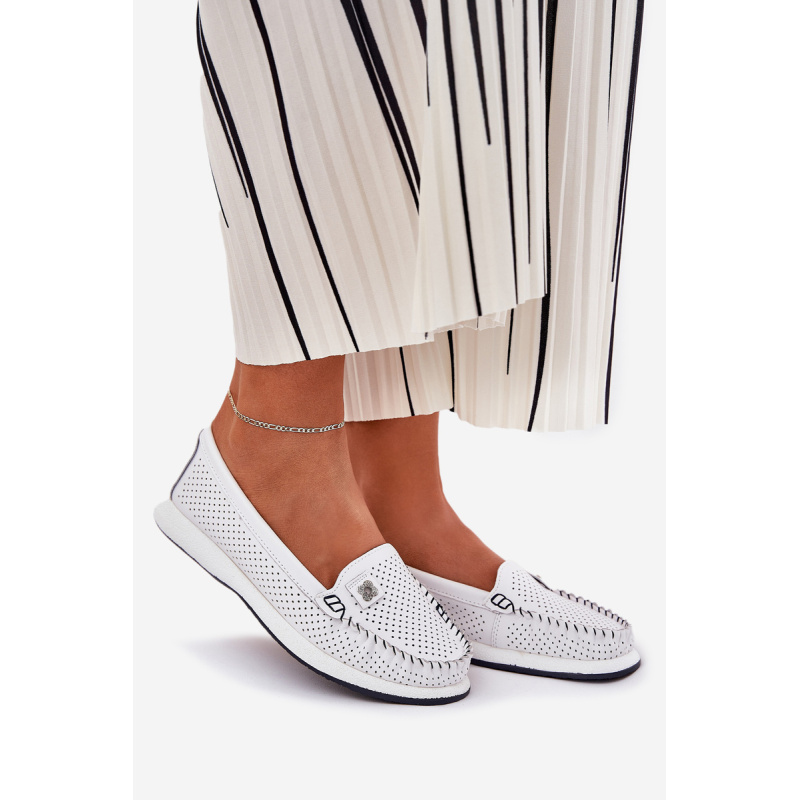 Dámske kožené mokasíny biele Zaria