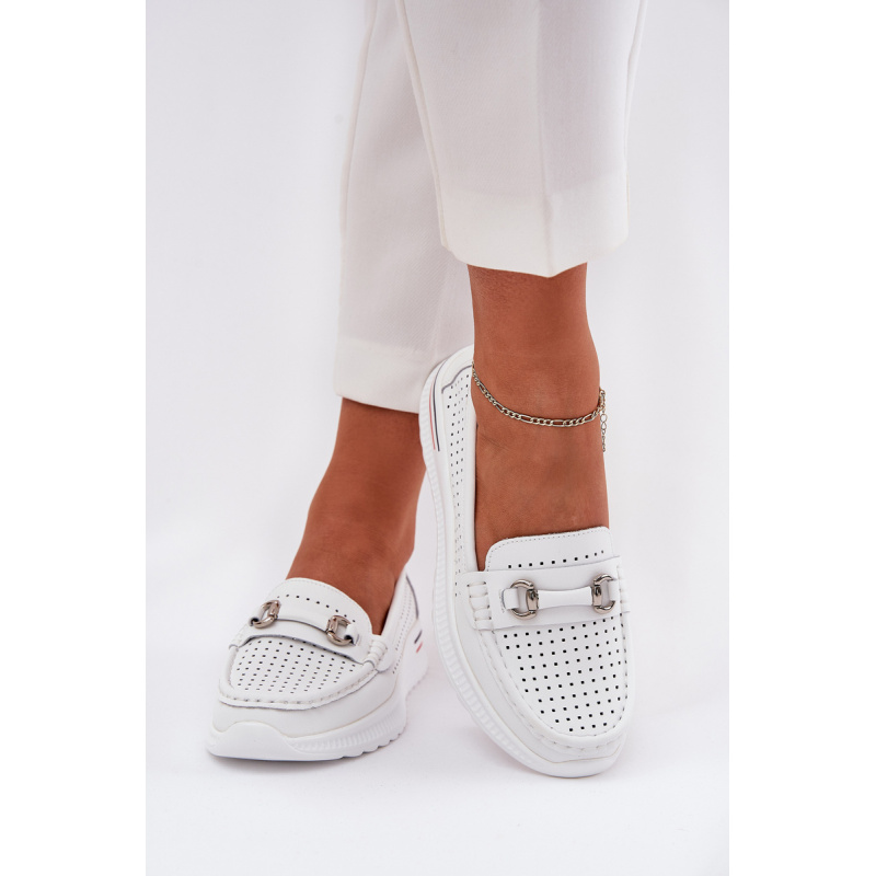 Dámske kožené balerínky biele Noelia