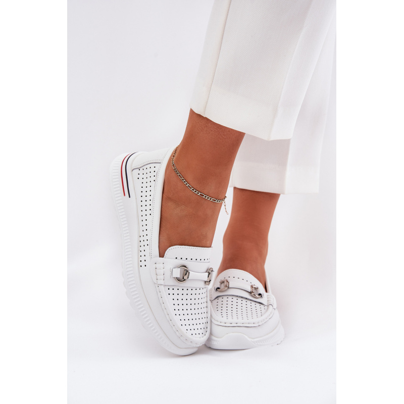 Dámske kožené balerínky biele Noelia