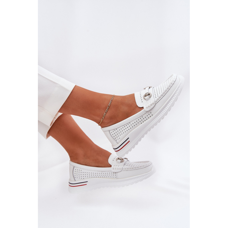 Dámske kožené balerínky biele Noelia