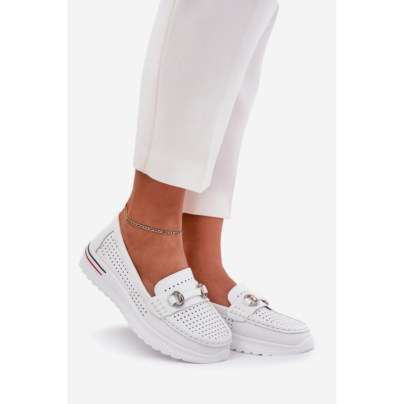 Dámske kožené balerínky biele Noelia