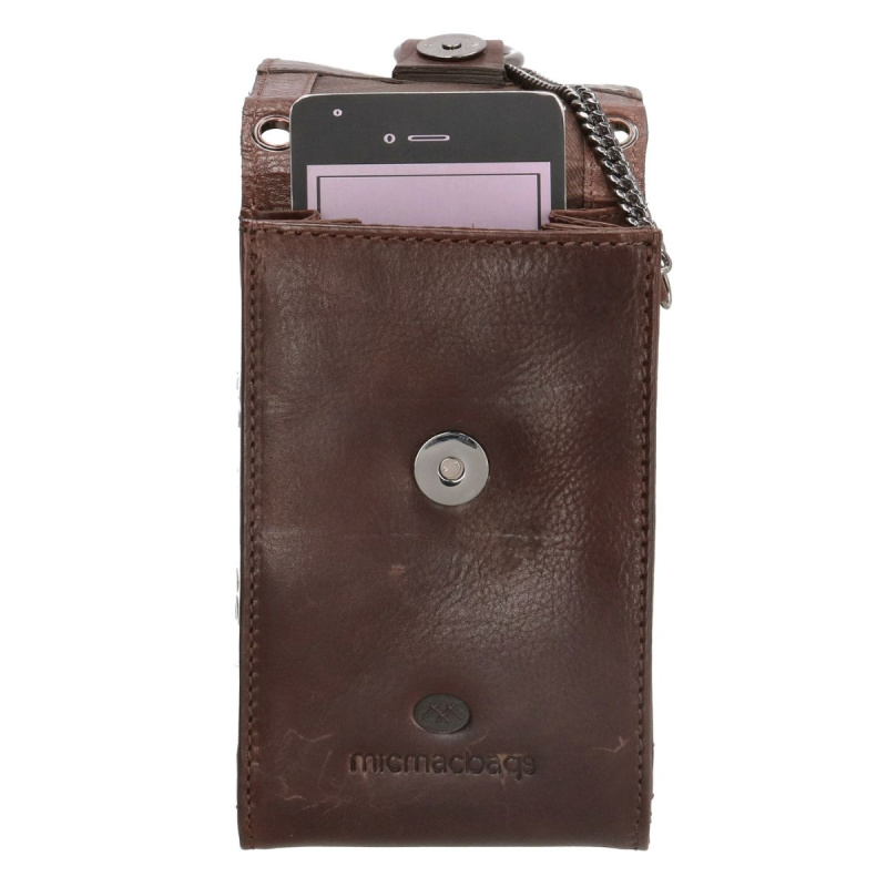 Dámska kožená kabelka na mobil tmavohnedá Noella
