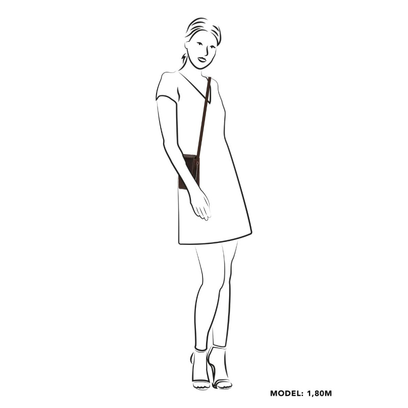 Dámska kožená kabelka na mobil tmavohnedá Noella