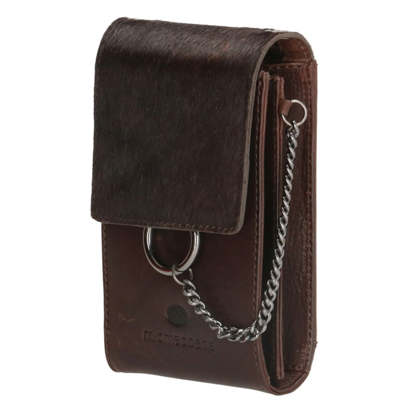 Dámska kožená kabelka na mobil tmavohnedá Noella