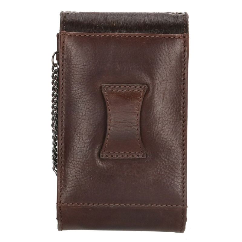 Dámska kožená kabelka na mobil tmavohnedá Noella