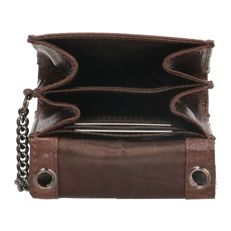 Dámska kožená kabelka na mobil tmavohnedá Noella