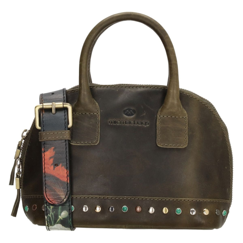 Dámska kožená kabelka olivová