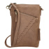 Dámska kožená kabelka na mobil taupe