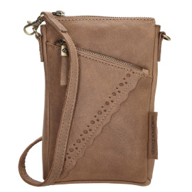 Dámska kožená kabelka na mobil taupe