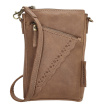Dámska kožená kabelka na mobil taupe Alissa