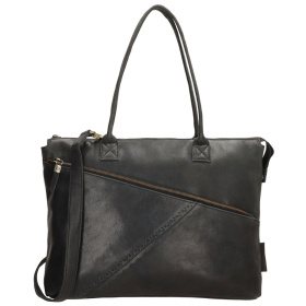 Dámska kožená biznis kabelka čierna