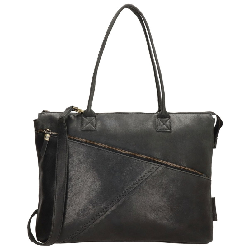 Dámska kožená biznis kabelka čierna