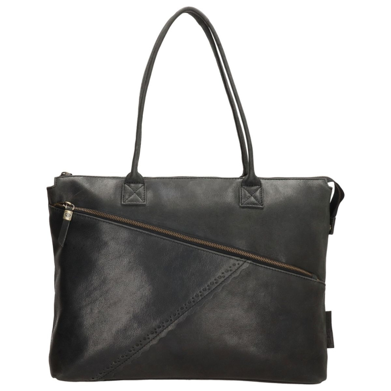 Dámska kožená biznis kabelka čierna Ysabel