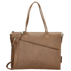 Dámska kožená biznis kabelka taupe