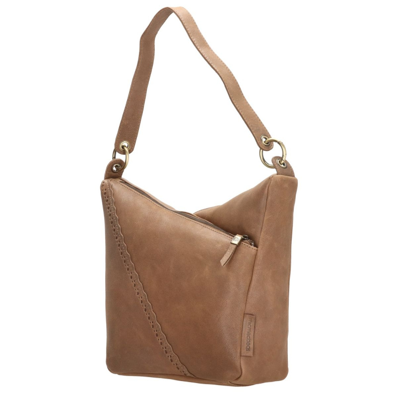 Dámska kožená kabelka taupe Arista