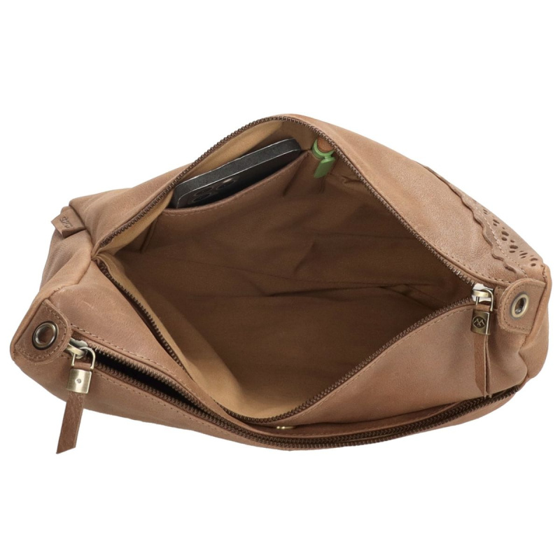 Dámska kožená kabelka taupe Arista