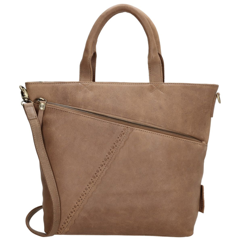 Dámska kožená kabelka taupe