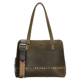 Dámska kožená kabelka olivová