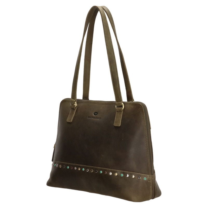 Dámska kožená kabelka olivová Edena