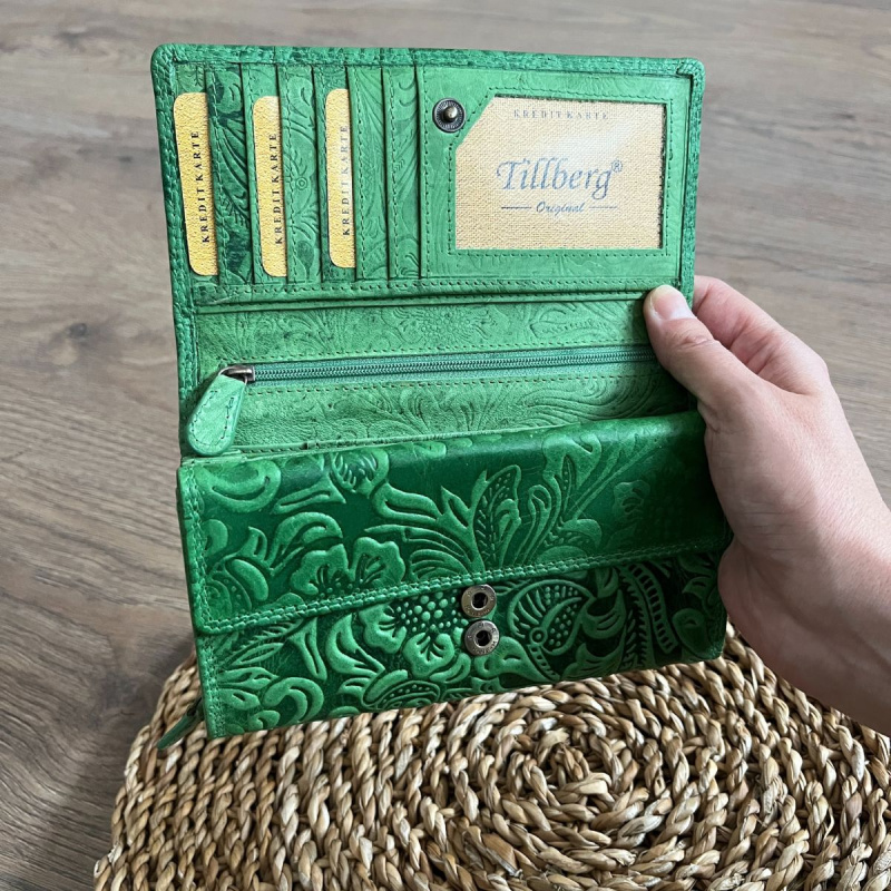 Dámska kožená peňaženka zelená AMBRA