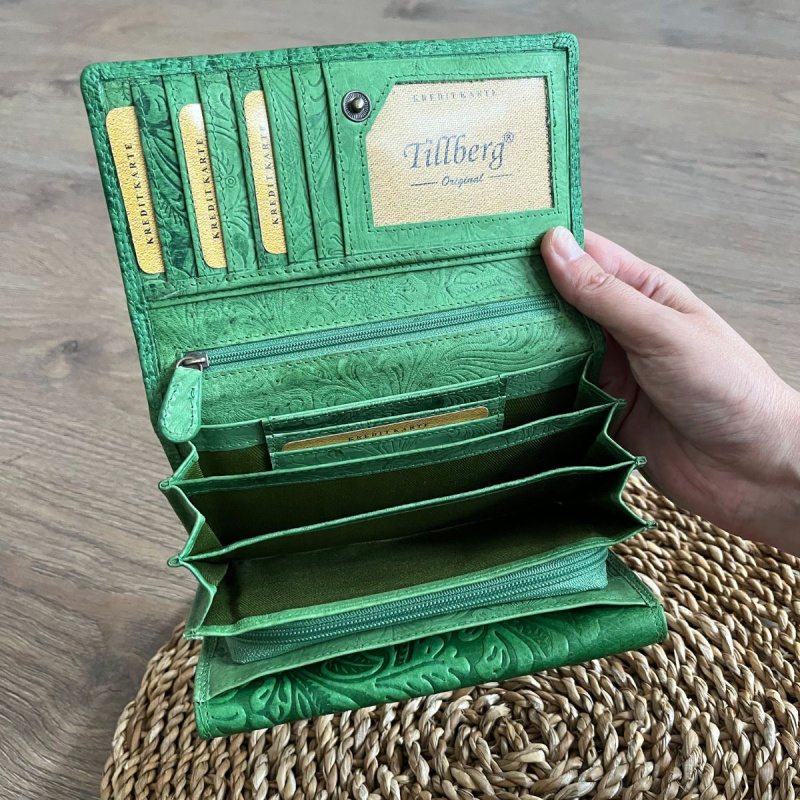 Dámska kožená peňaženka zelená AMBRA