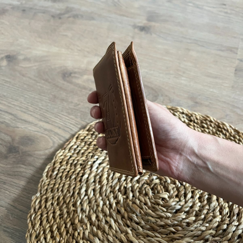 Pánska kožená peňaženka tan LUCKY 7