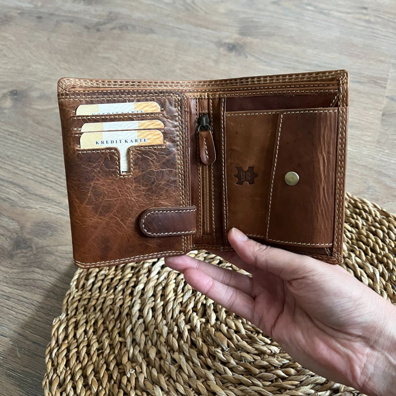 Pánska kožená peňaženka tan LUCKY 7