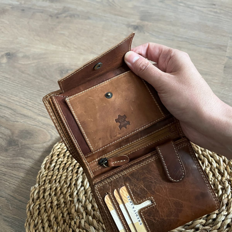 Pánska kožená peňaženka tan LUCKY 7