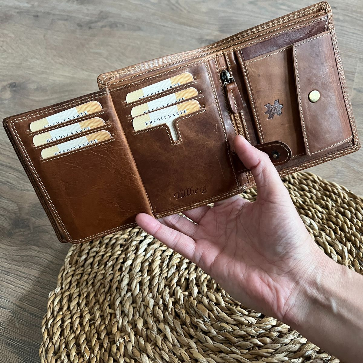 Pánska kožená peňaženka tan LUCKY 7