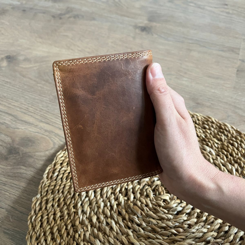 Pánska kožená peňaženka tan LUCKY 7