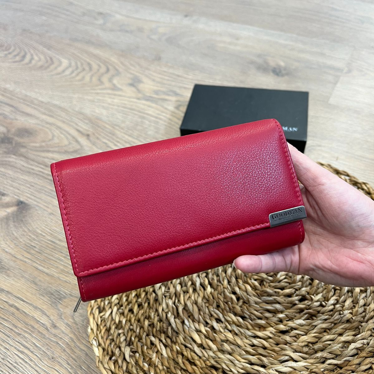 Dámska kožená peňaženka červená veľká