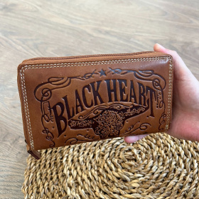 Dámska kožená peňaženka tan (žltohnedá) s nápismi