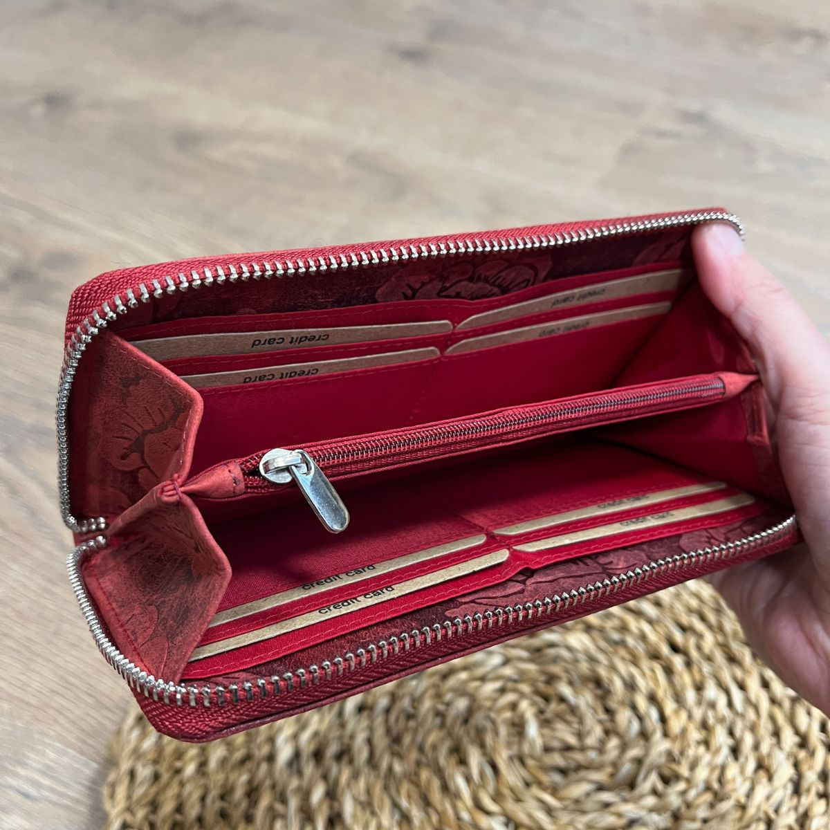 Dámska kožená peňaženka červená VERENA