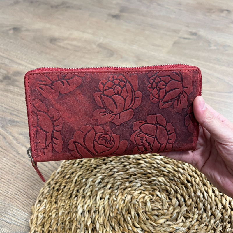 Dámska kožená peňaženka červená VERENA