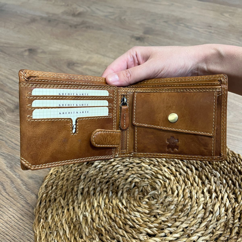 Pánska kožená peňaženka tan SVEN