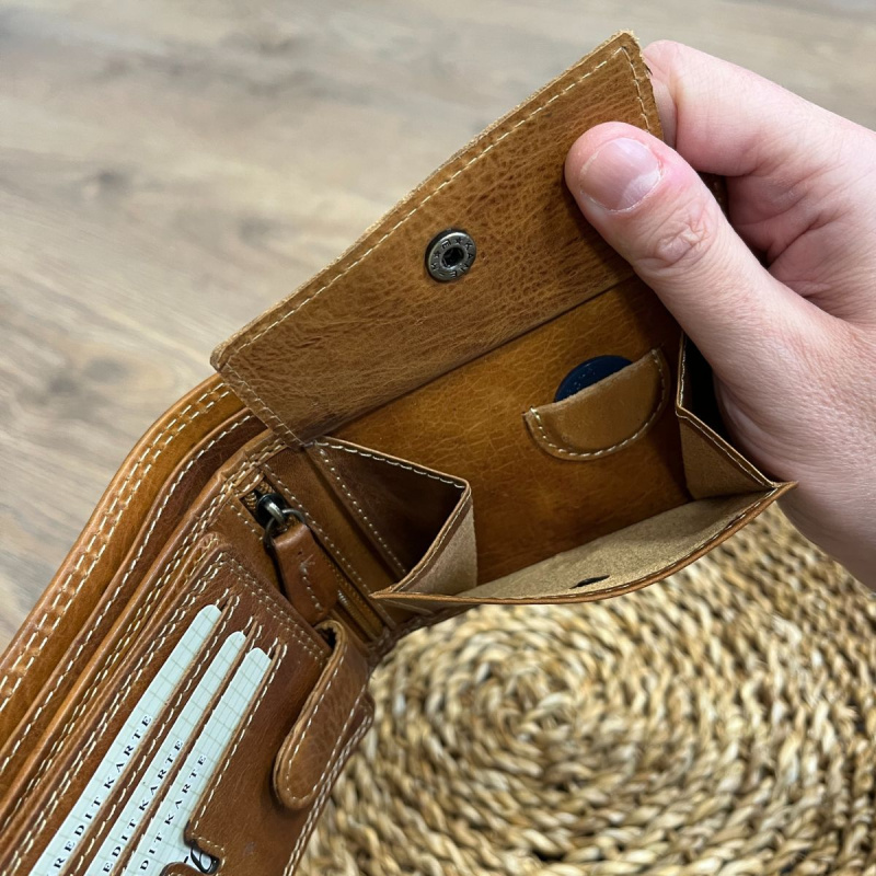 Pánska kožená peňaženka tan SVEN