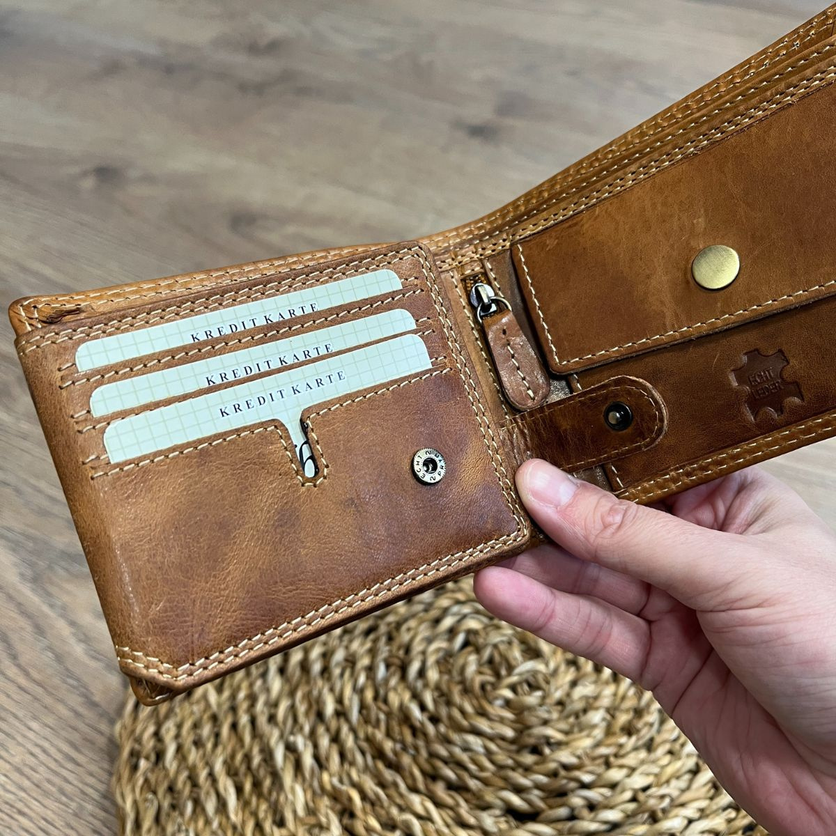 Pánska kožená peňaženka tan SVEN