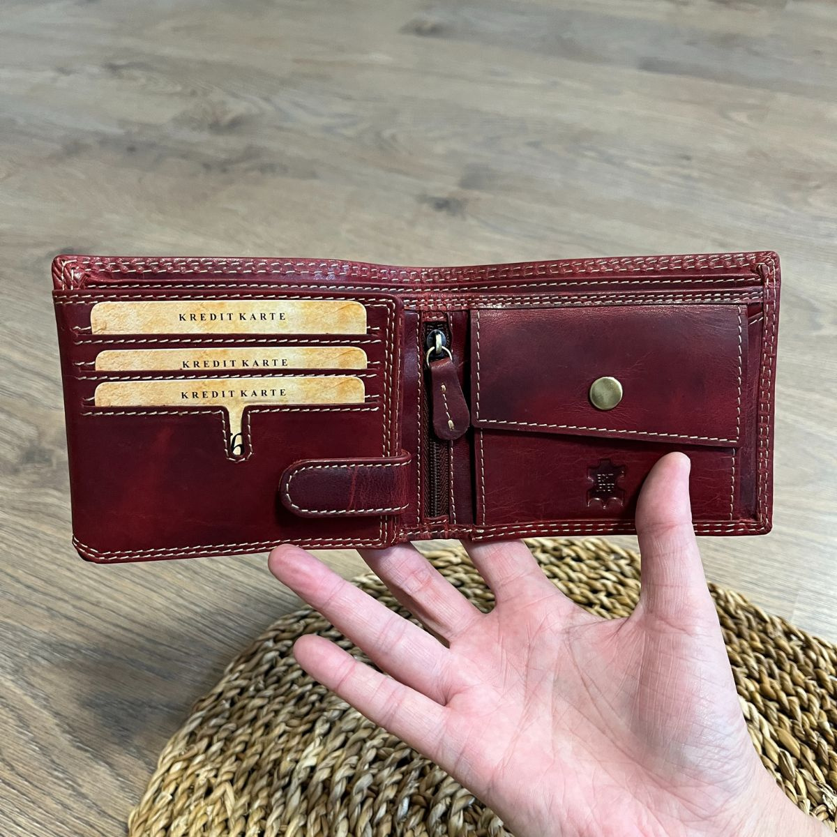 Pánska kožená peňaženka červená SVEN