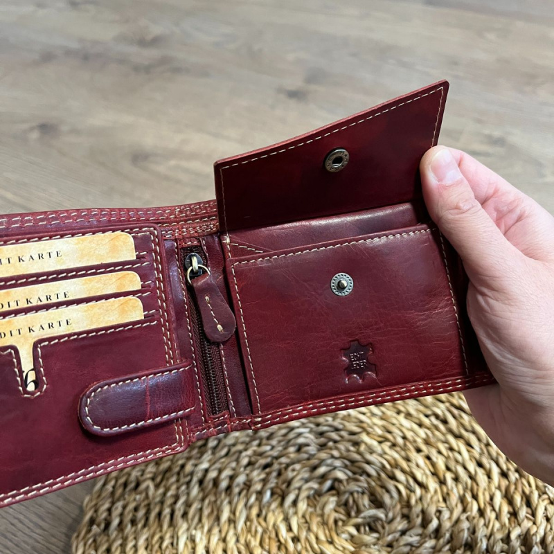 Pánska kožená peňaženka červená SVEN