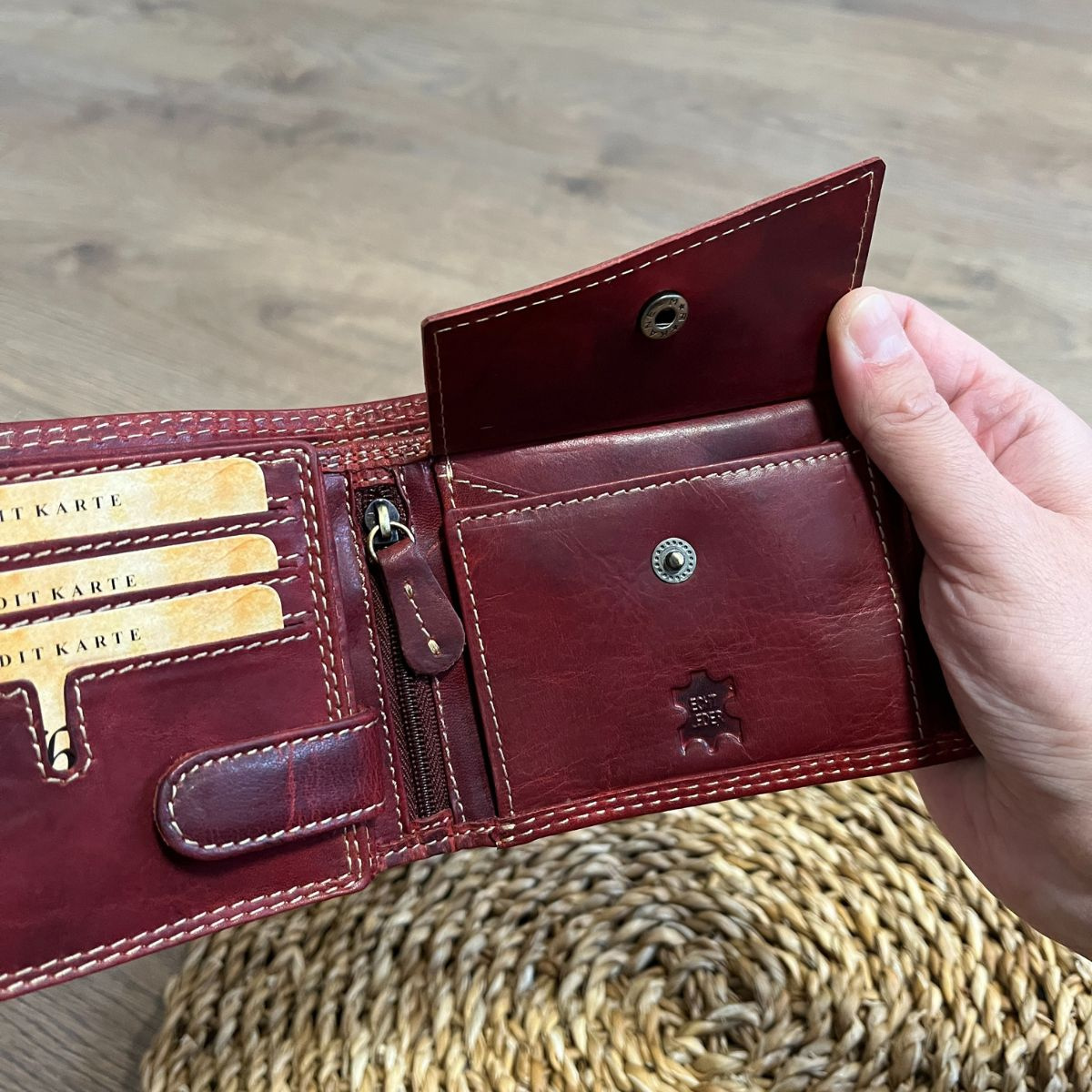 Pánska kožená peňaženka červená SVEN