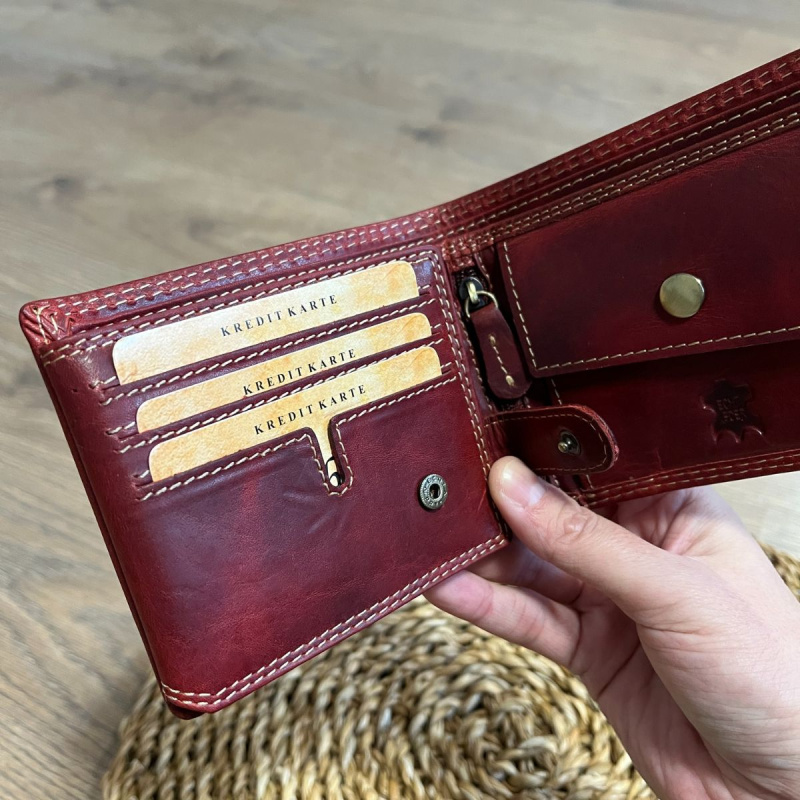 Pánska kožená peňaženka červená SVEN