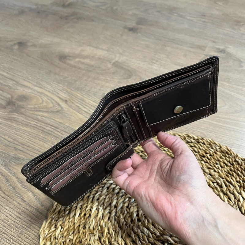 Pánska kožená peňaženka tmavohnedá SVEN