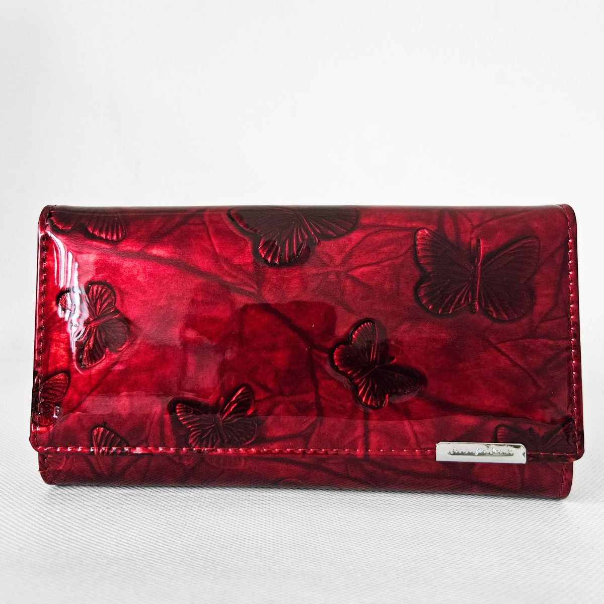 Lesklá červená dámska kožená peňaženka ELSA