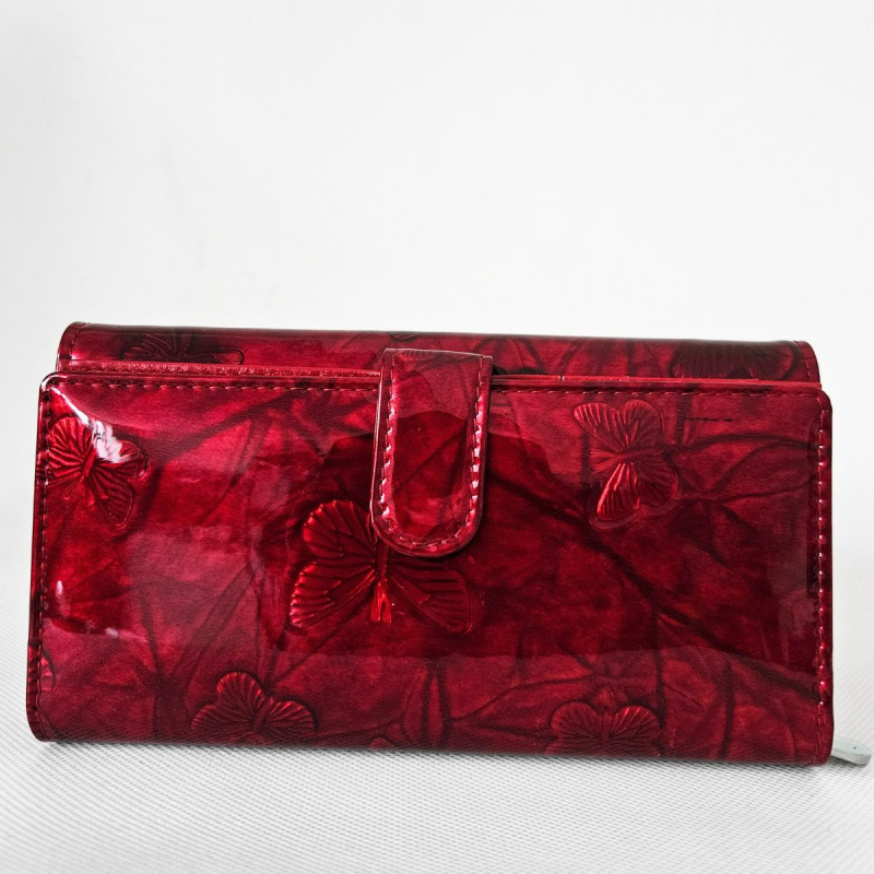 Lesklá červená dámska kožená peňaženka ELSA