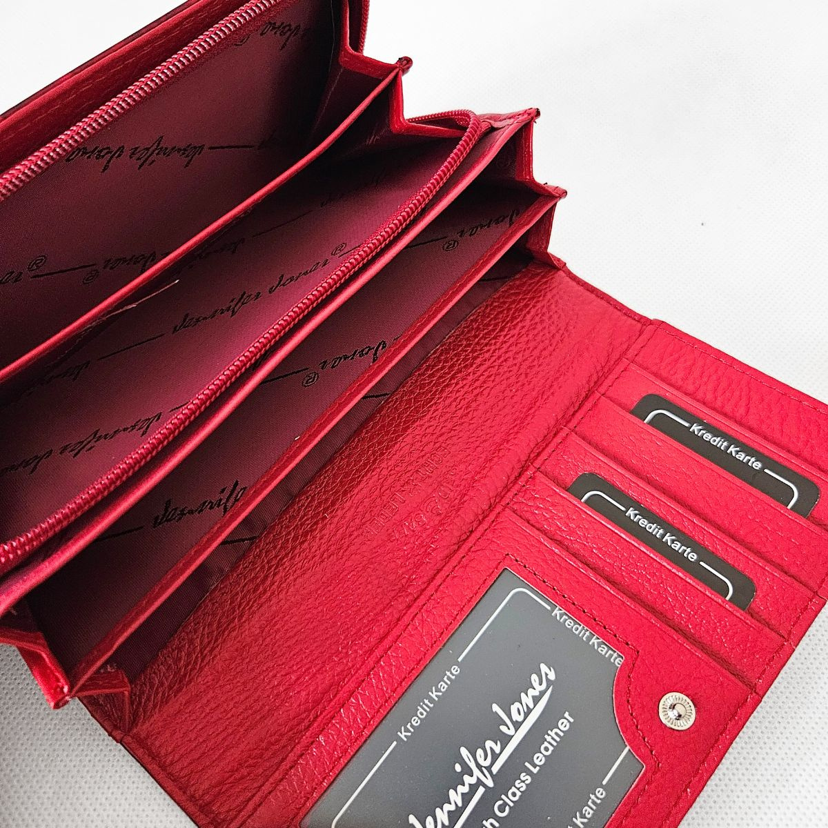 Lesklá červená dámska kožená peňaženka ELSA